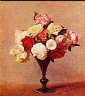 Roses Canvas Paintings - Roses in a Vase I